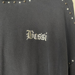 Bossi Navy Studded Logo Hoodie Size M