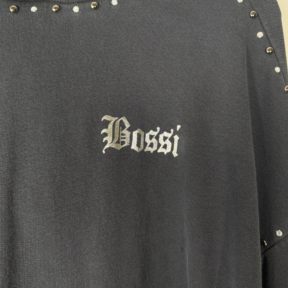 Bossi Navy Studded Logo Hoodie Size M
