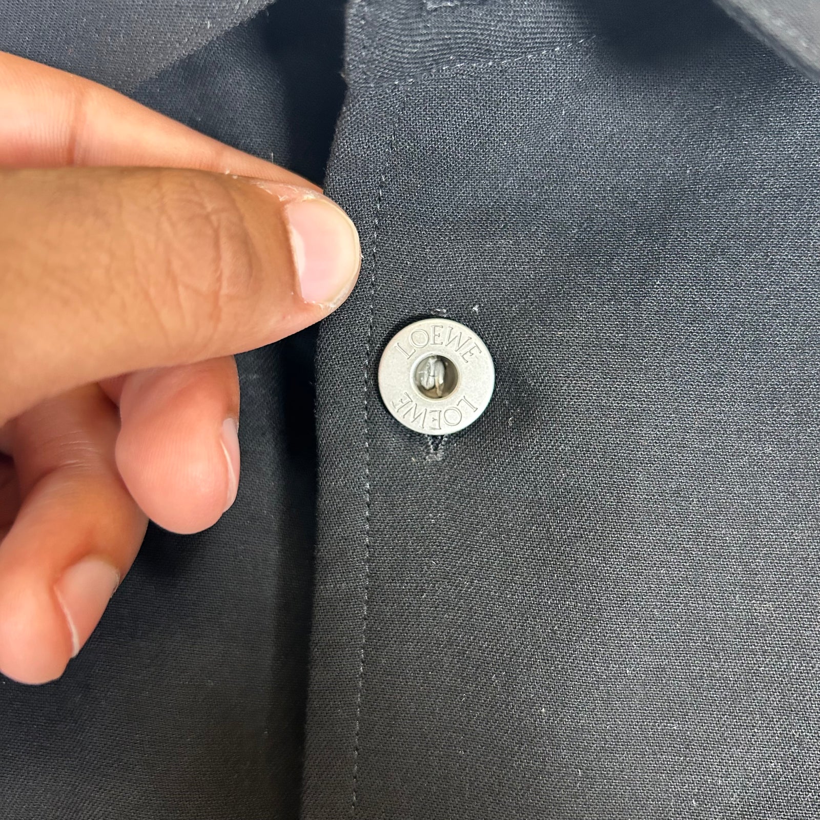 Loewe Black Metal Button Wool Over Shirt Size M
