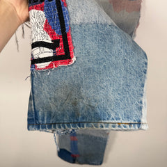 Who Decides War Red/Blue Mural Denim Jeans Size 36