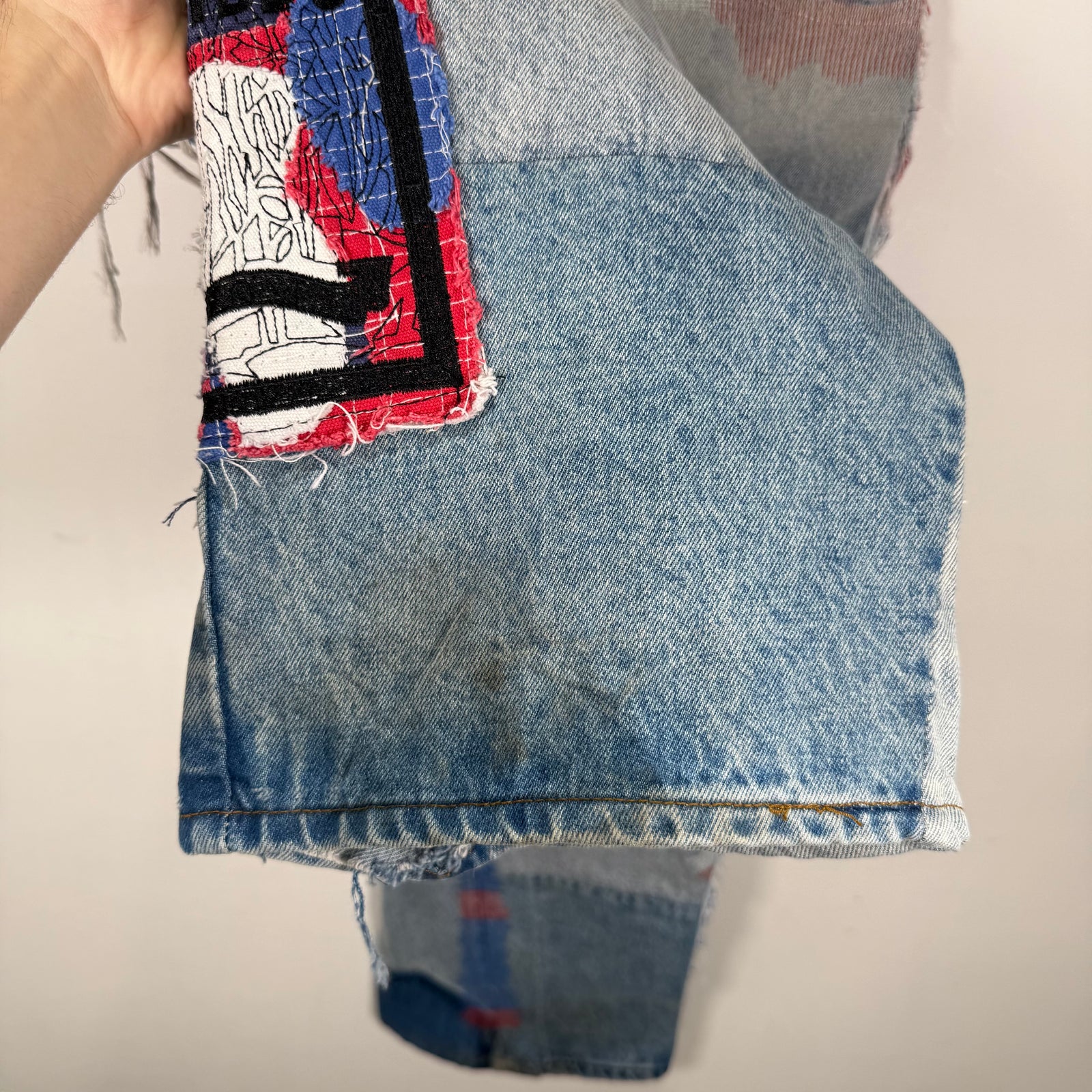 Who Decides War Red/Blue Mural Denim Jeans Size 36
