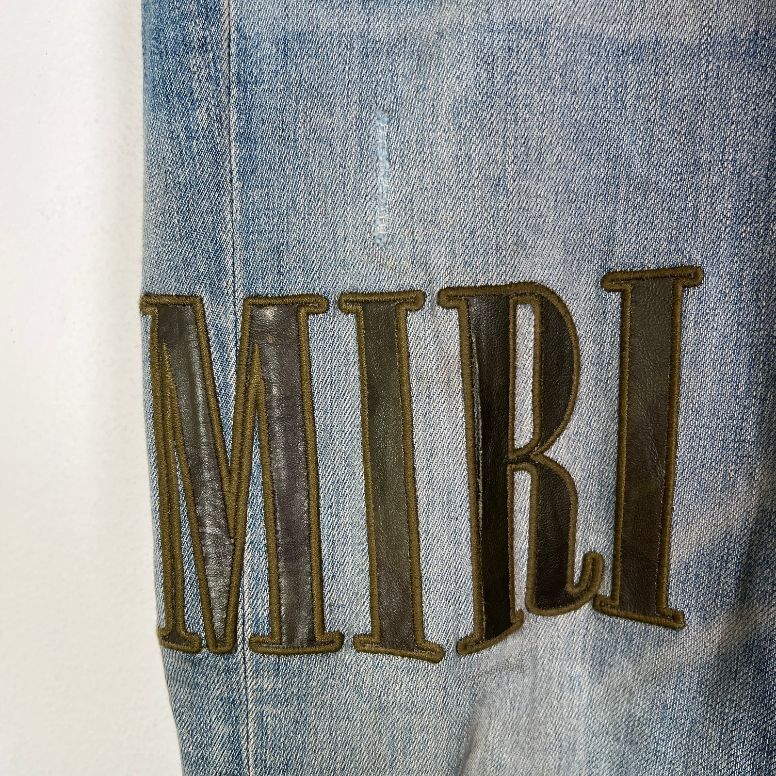 Amiri Clay Indigo Core Logo Camo Applique Jeans