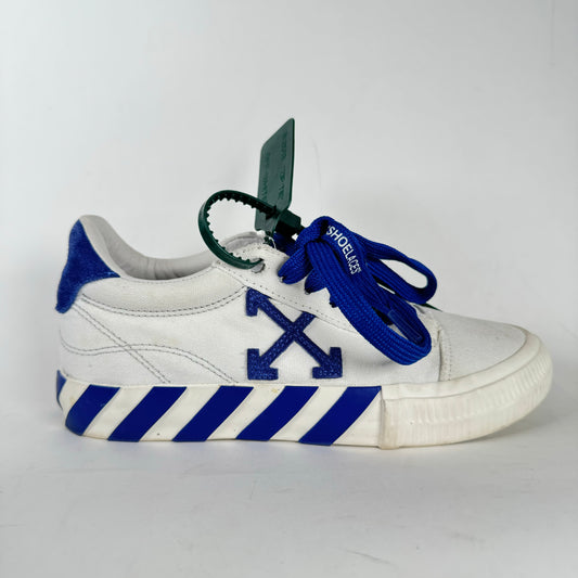 Off-White White/Royal Blue Vulcanized Canvas Low Top Sneaker Size 37