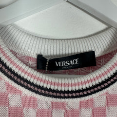 Versace Pink/White Jacquard Knit Check Dress Size 6