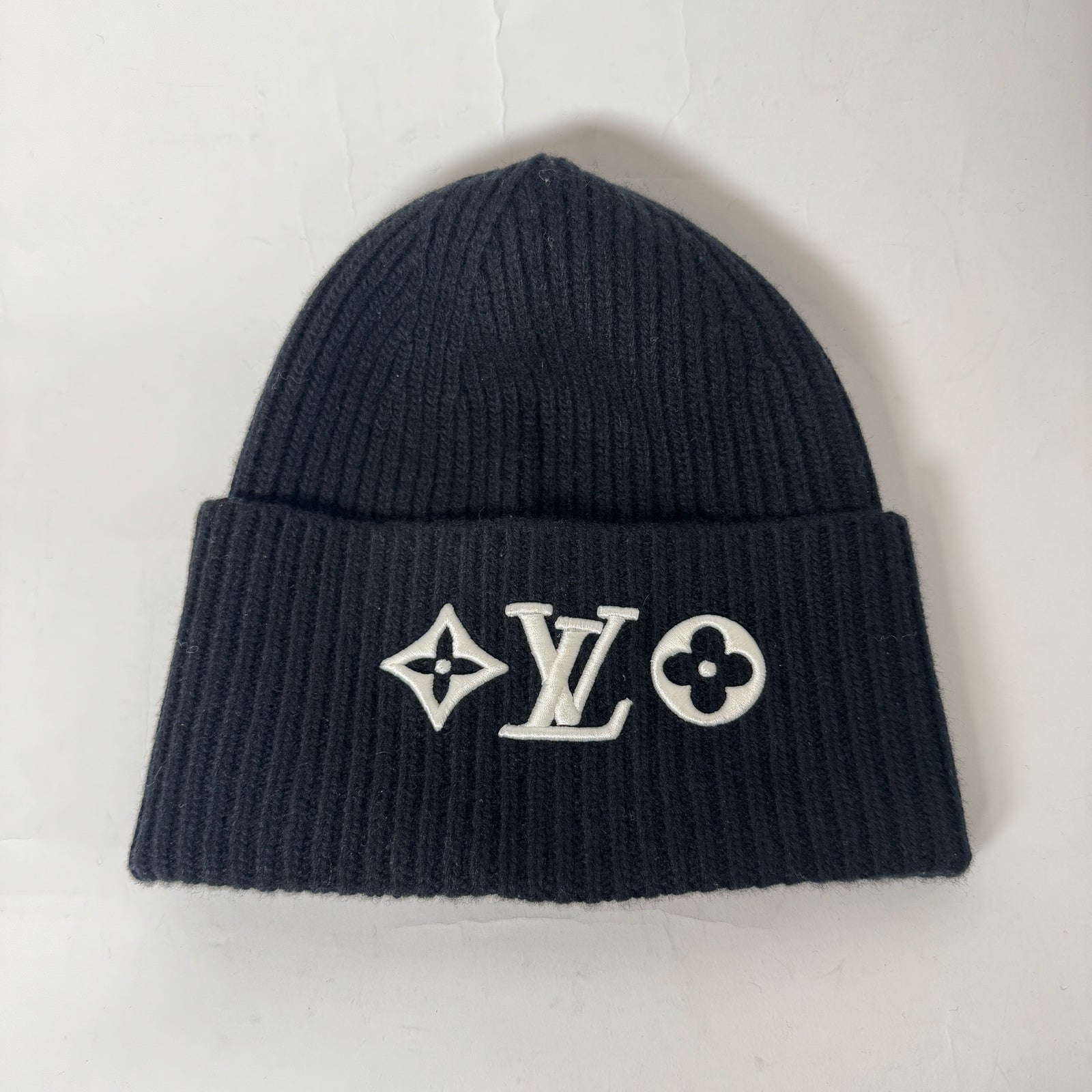 Louis Vuitton Black Headline Logo Beanie