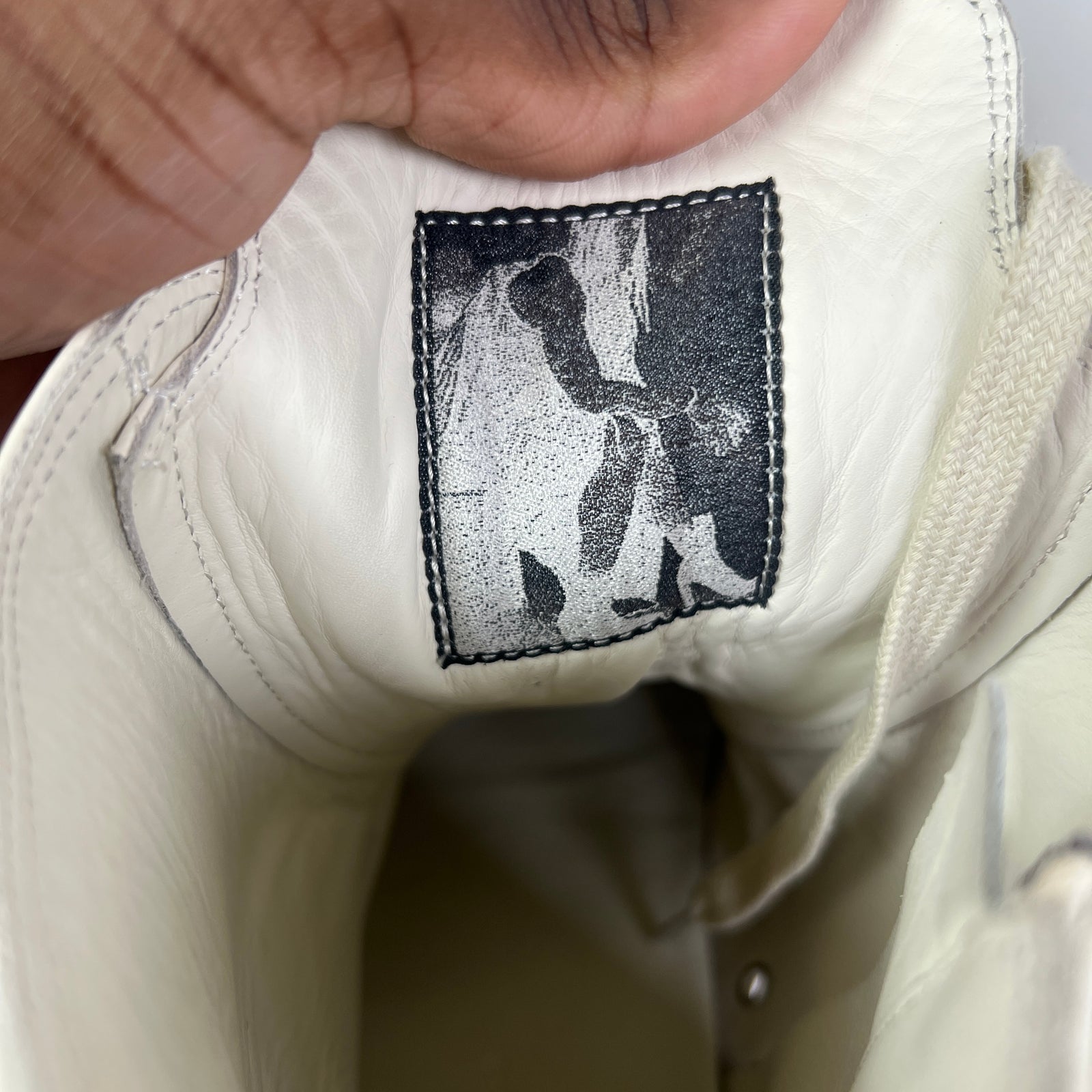 Rick Owens Milk Mainline Leather High-Top Ramones
