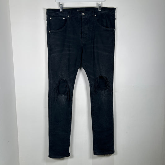 Purple Black Distressed Jeans Size 38