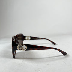 Gucci Tortoise Brown Double G Square Sunglasses
