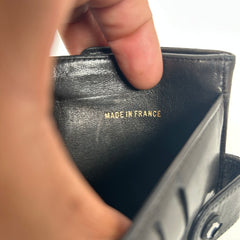 Chanel Black Lambskin Leather Mini Bi-Fold Wallet
