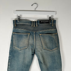 Balmain Lightwash Biker Denim Size 27
