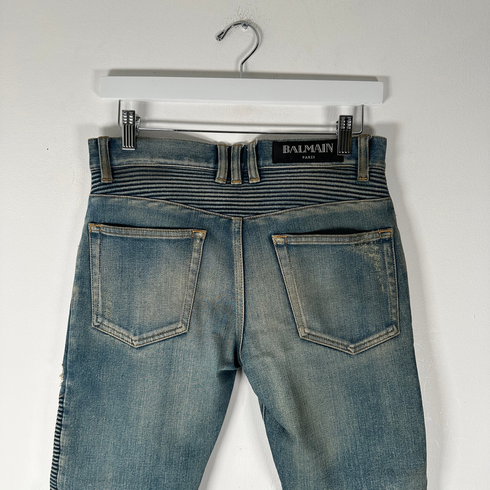 Balmain Lightwash Biker Denim Size 27