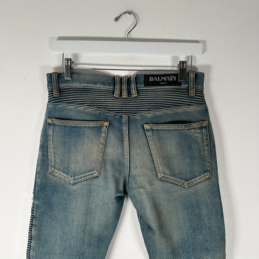 Balmain Lightwash Biker Denim Size 27