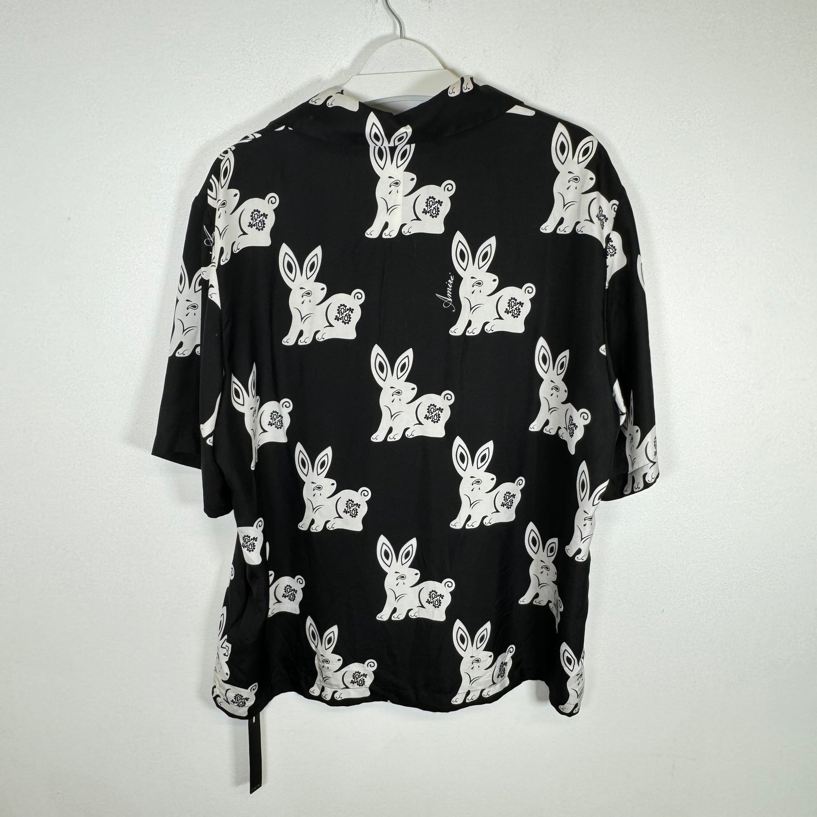 Amiri Black Allover Rabbit Bowling Shirt Size XL