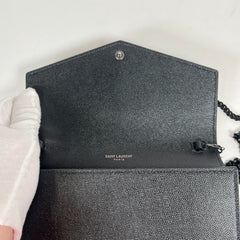 YSL Black Uptown Chain Wallet
