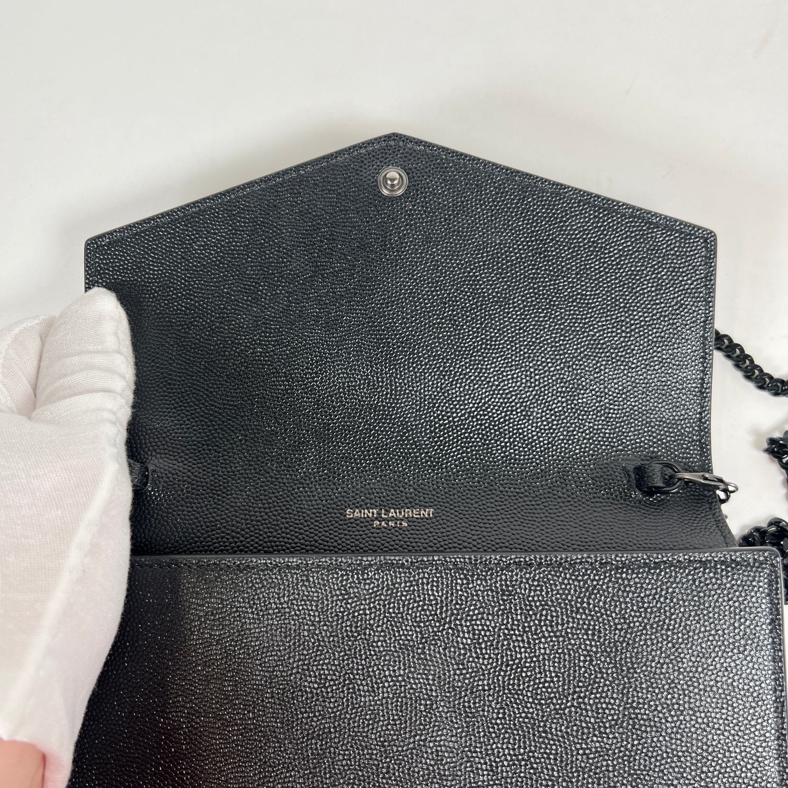 YSL Black Uptown Chain Wallet