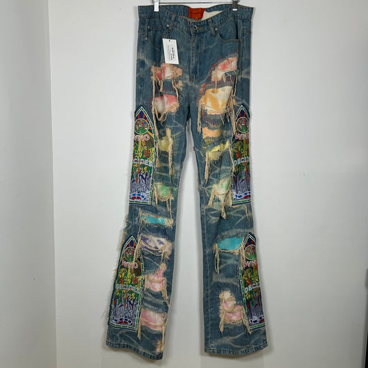 Who Decides War Multicolor Distressed Denim Jeans Size 32