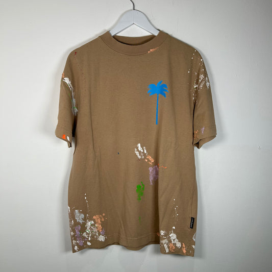 Palm Angels Paint Splatter Brown T-Shirt Size M