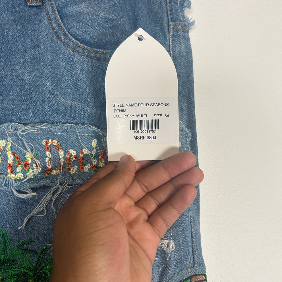 Who Decides War Four Seasons Embroidered Denim Size 34