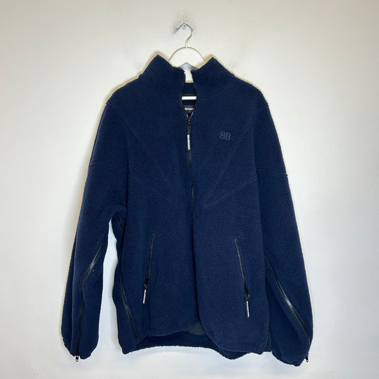 Balenciaga Navy Sherpa Half Zip Jacket Size 48