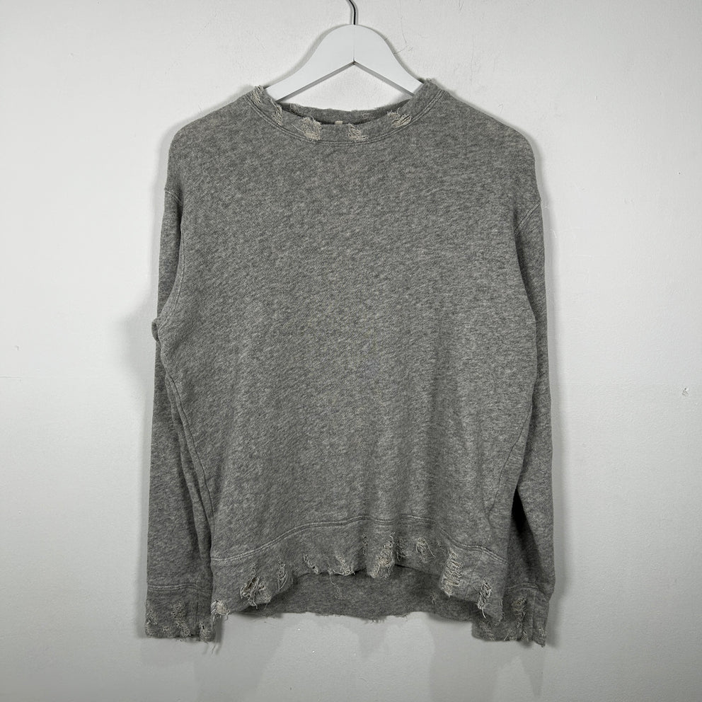 R13 Grey Distressed Crewneck Size S