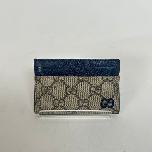 Gucci Blue/Beige GG Supreme Card Holder