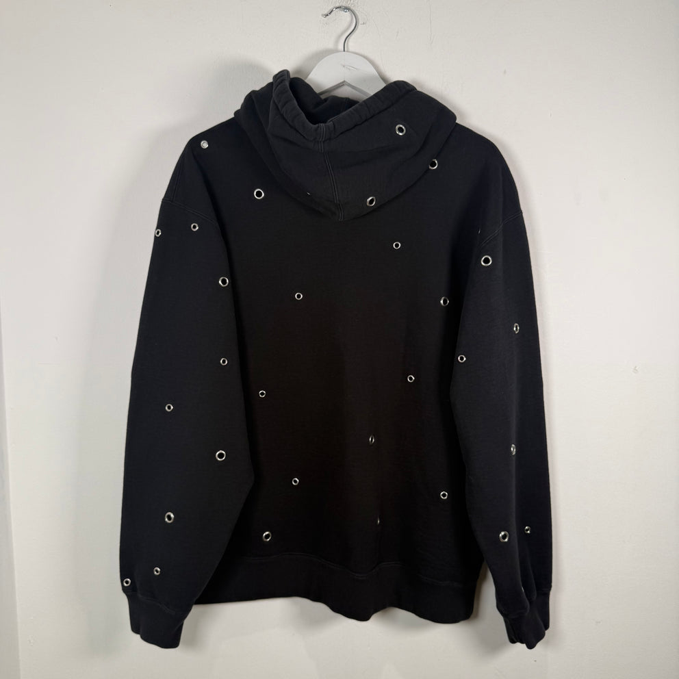 Supreme Black Grommet Spell-Out Logo Hoodie Size L