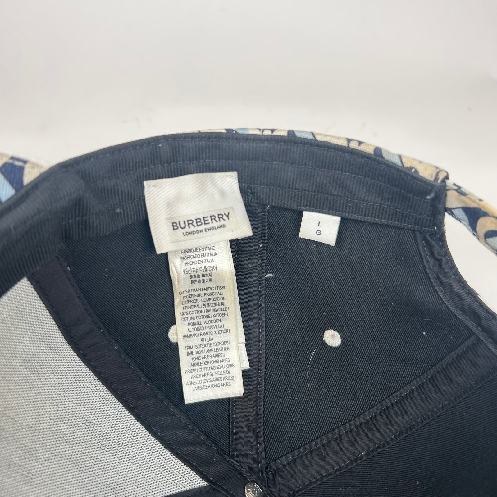 Burberry White/Blue TB Monogram Hat