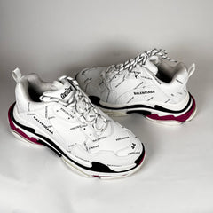 Balenciaga White/Pink Triple S Sneakers Size 44