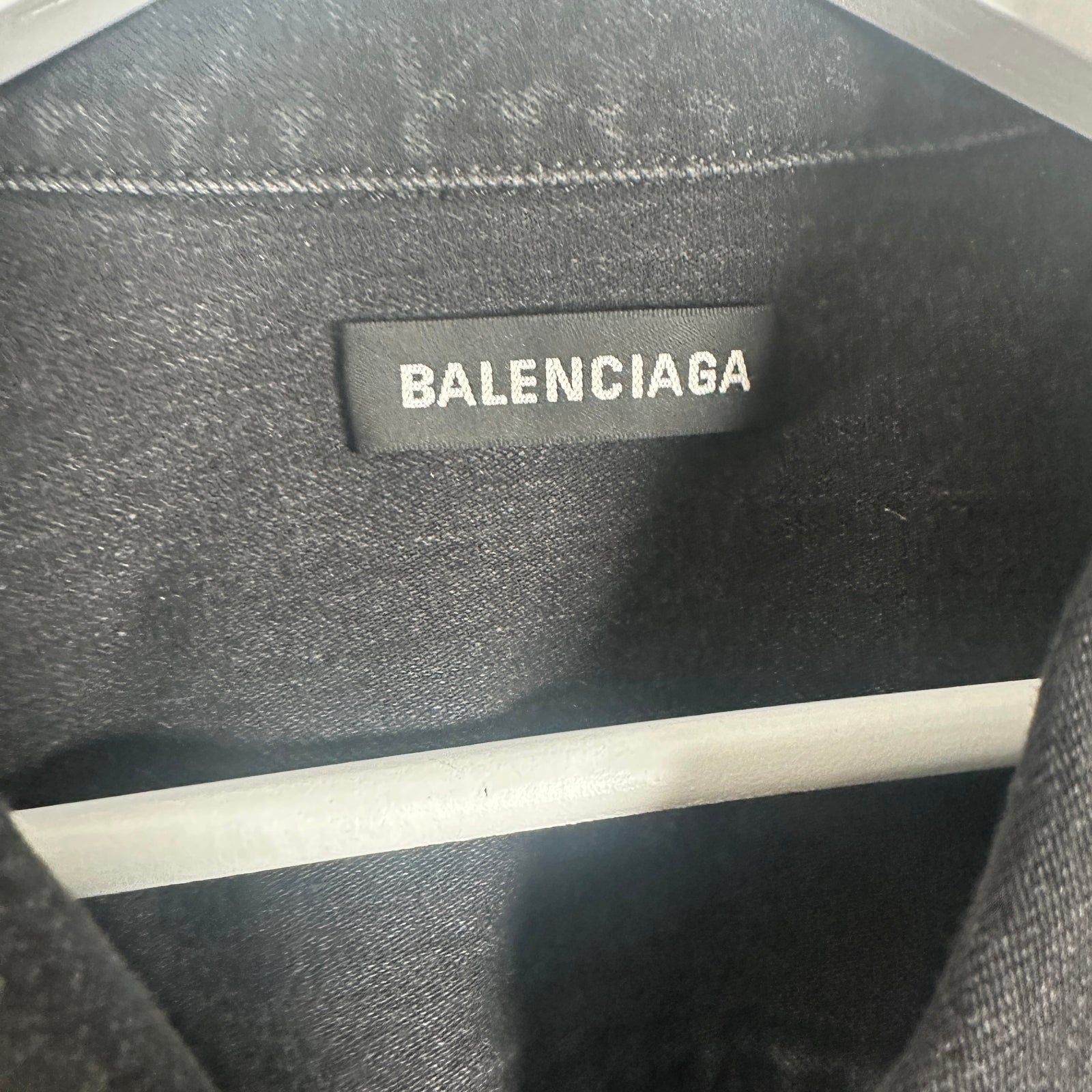 Balenciaga Green Spell-out Logo Denim Shirt Size XL