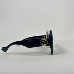 Gucci Black/White Acetate Square Sunglasses