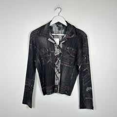 PLEATS PLEASE Issey Miyake Denim Trompe L'oeil Top Size 3