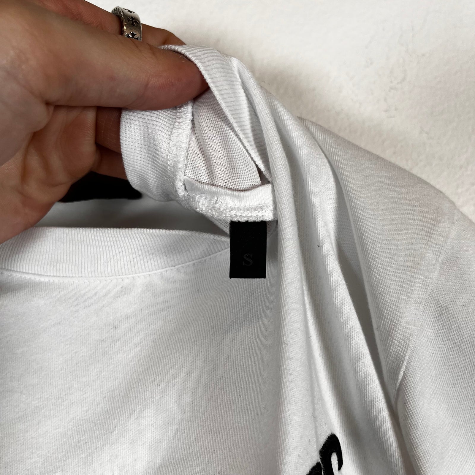Moncler White Embroidered Logo Tee Size S