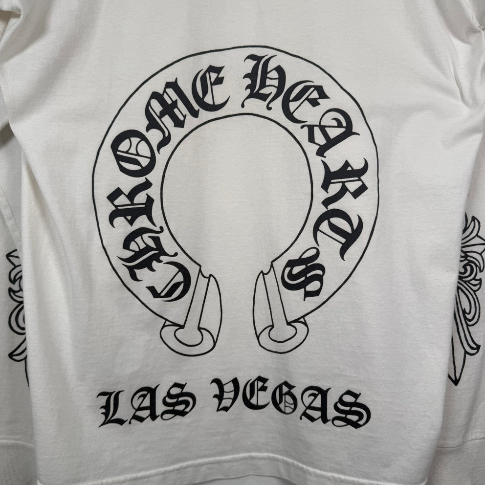 Chrome Las Vegas Horseshoe Floral Graphic White Longsleeve Size L
