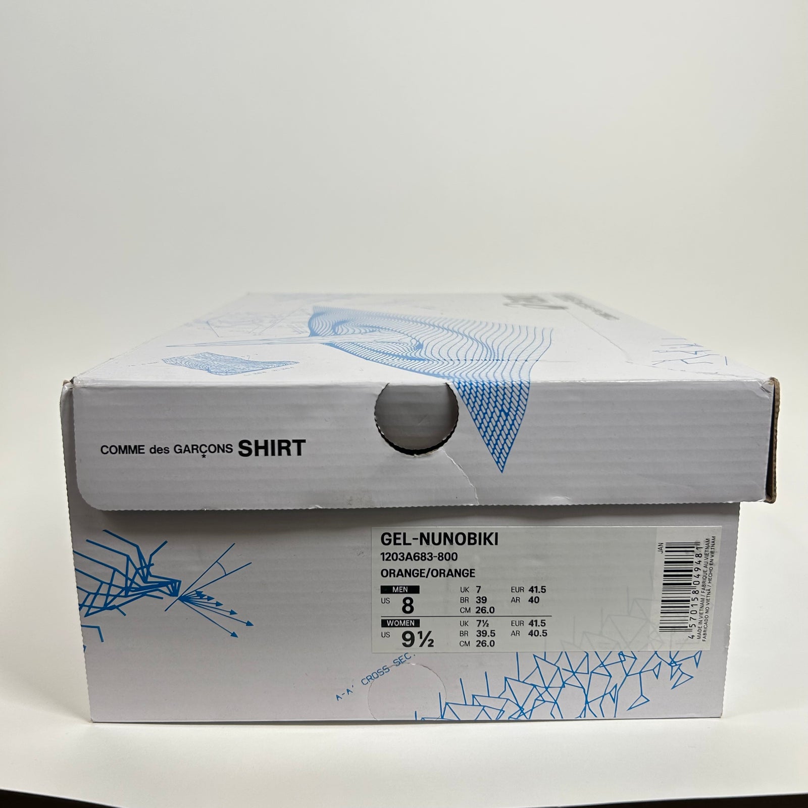 CDG SHIRT x Asics Orange Gel Nunobiki Size 8
