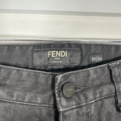 Fendi Jacquard Logo Black Jeans Size 30