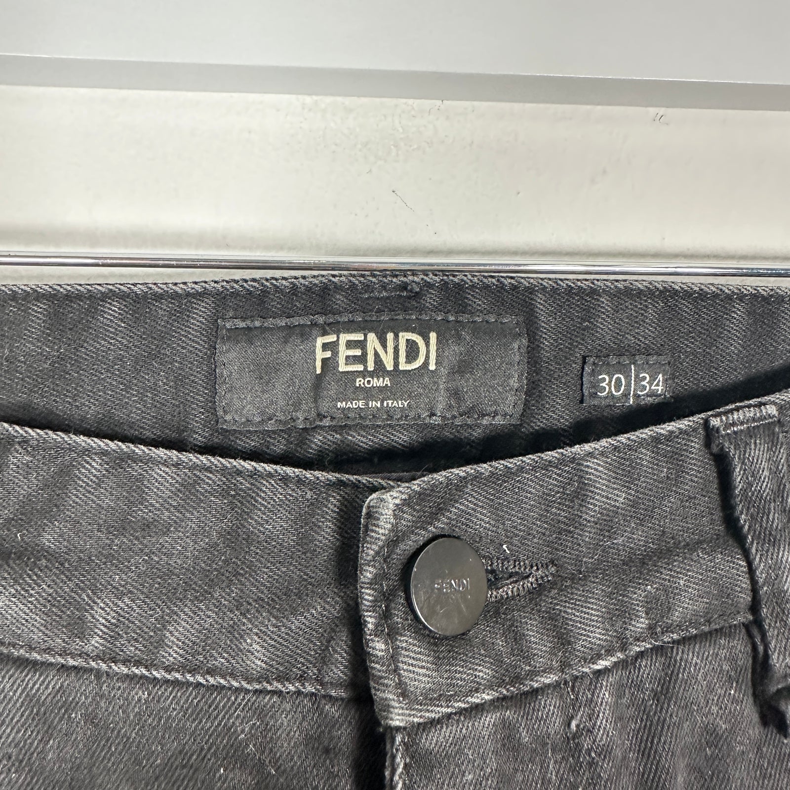 Fendi Jacquard Logo Black Jeans Size 30