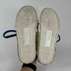 Off-White White/Royal Blue Vulcanized Canvas Low Top Sneaker Size 37