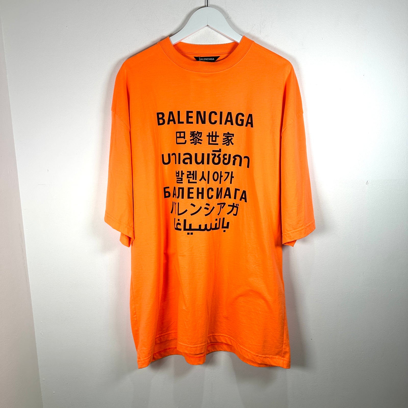 Balenciaga Orange Language Graphic T-Shirt Size S