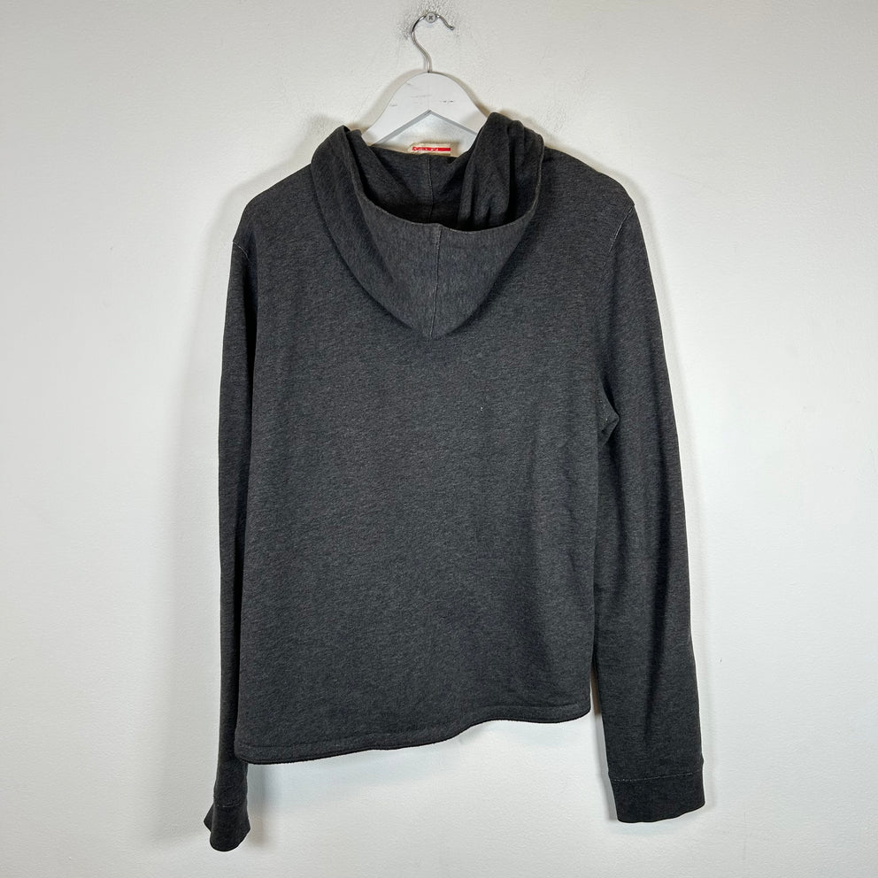 Prada Grey/Red Logo Zip Up Hoodie Size M