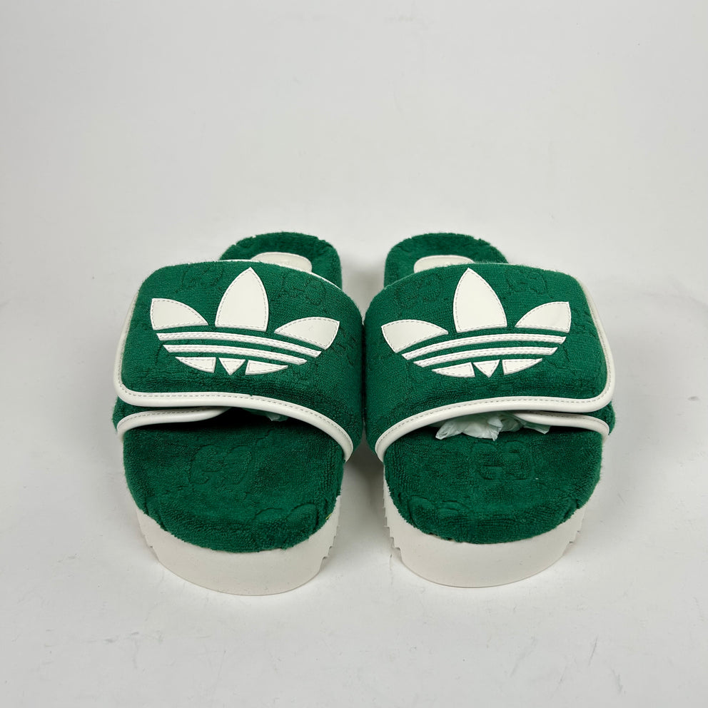 Gucci x Adidas Green GG Platform Sandals Size 38