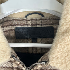 Chrome Hearts Beige & Brown Plaid Sherling Flannel Jacket Size XL