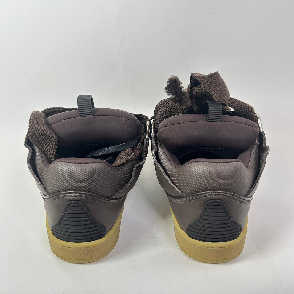 Lanvin Brown Leather Curb Sneakers Size 43