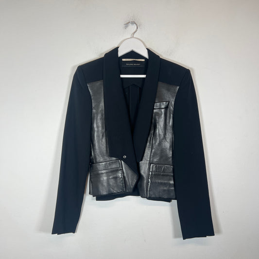 Roland Mouret Black Leather Trimmed Blazer Size 8