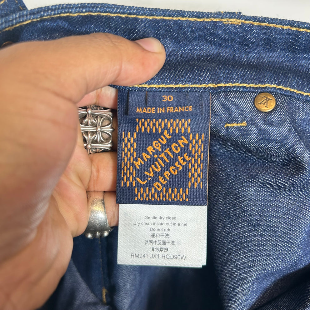 Louis Vuitton Embroidered Signature Denim Shorts Size 30