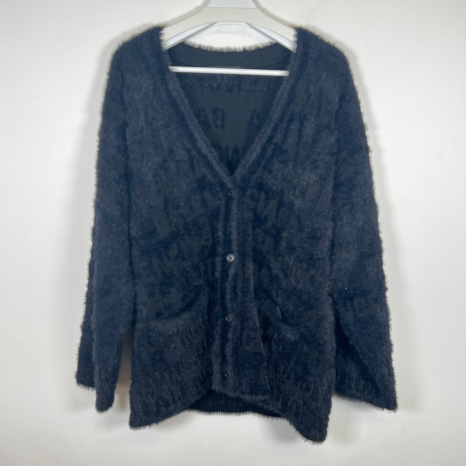 Balenciaga Black Faux Fur Cardigan Size S
