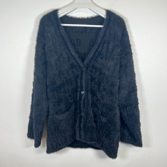 Balenciaga Black Faux Fur Cardigan Size S