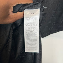 Gucci Black GG Linen Blend Bowling Shirt Size L