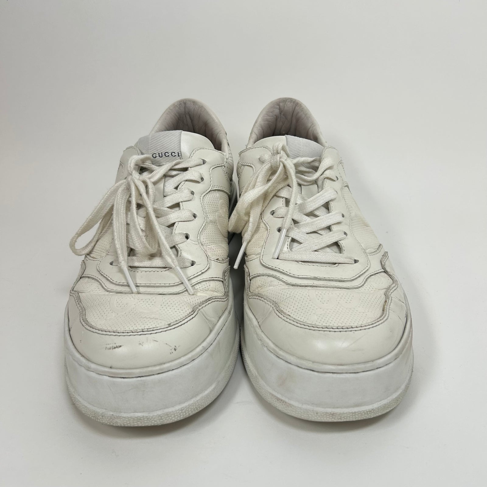 Gucci White GG Embossed Sneakers Size 10