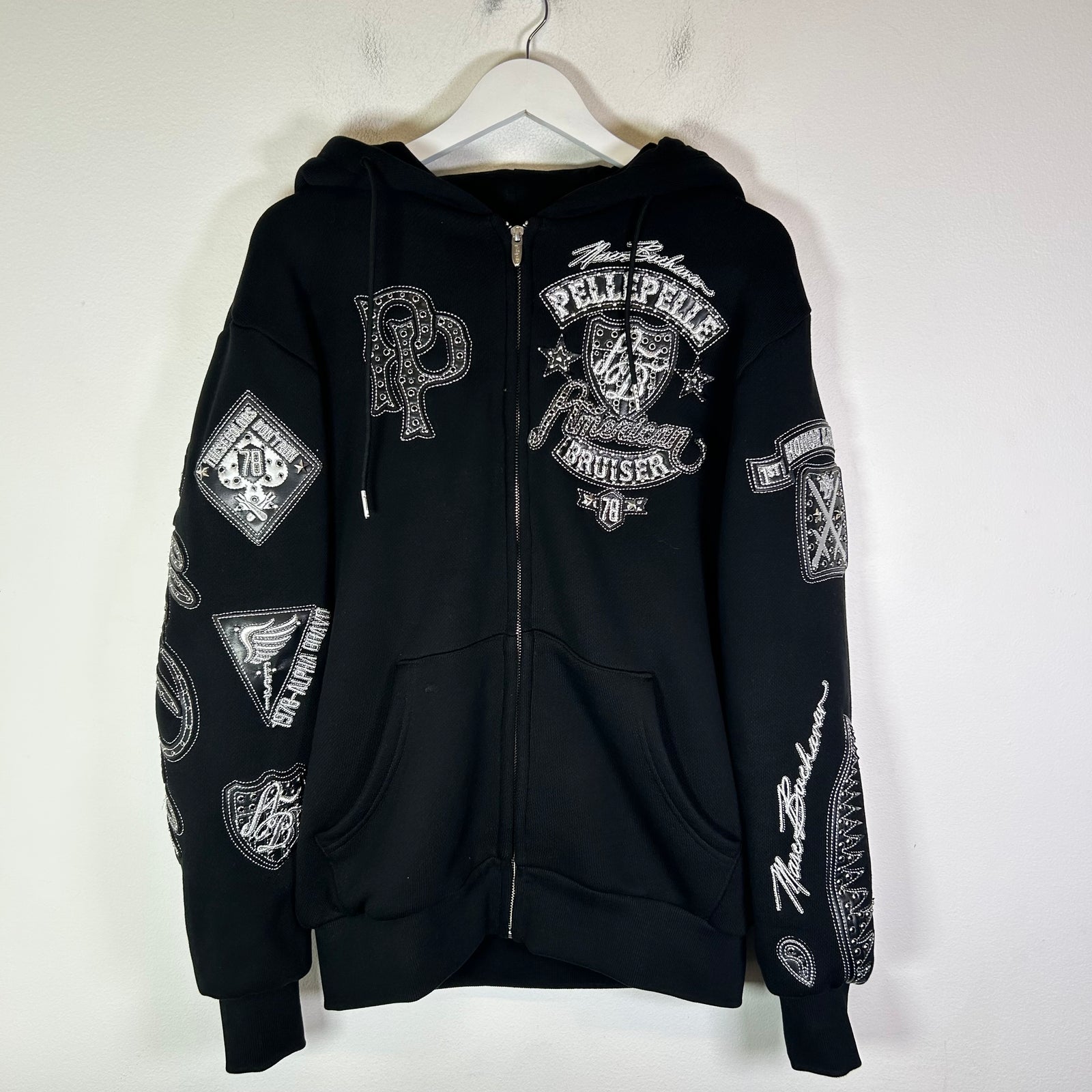 Pelle Pelle American Bruiser Leather Patch Zip-Up Hoodie