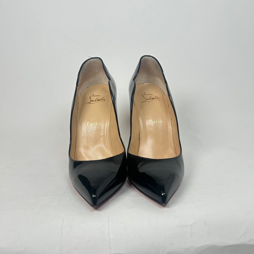 Christian Louboutin Black Patent Hot Chick 100 Heels Size 38.5